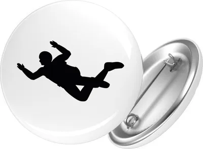 Produktbild von Huuraa Button Skydiving Silhouette 59mm rund mit Sicherheitsnadel Ansteckbutton Geschenkidee