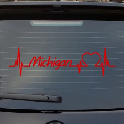 Produktbild von Heckscheibenaufkleber Hellweg Druckerei Michigan Herzschlag Puls Staat USA Liebe 55x20 cm Rot Auto Aufkleber Sticker