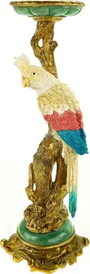 Produktbild von Reich verzierter Barockstil Kerzenhalter Kakadu Papagei 35 cm Kerze Kerzenleuchter einarmig