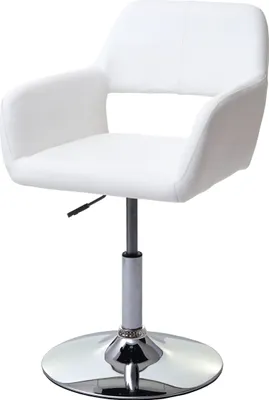 Image de Chaise de salle à manger HWC-A50 III, chaise de cuisine, rétro années 50, similicuir ~ blanc, pied chromé