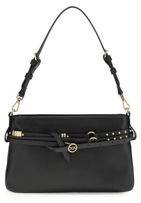 Image de PINKO sac à épaule en cuir de veau noir