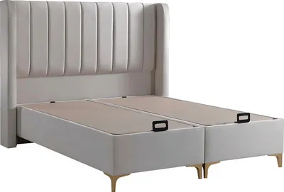 Image de Lit élégant avec matelas en textile beige