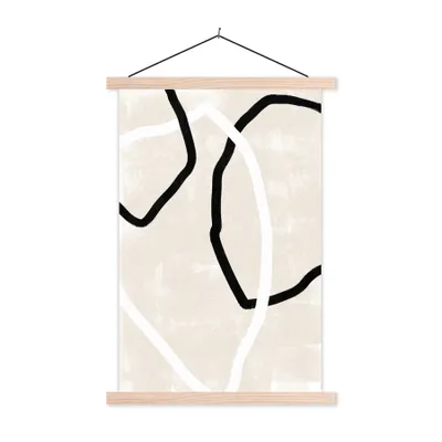 Produktbild von MuchoWow® Textilposter Rosa - Minimalismus - Design 60x90 cm mit holzfarbenen Rahmen - Textil
