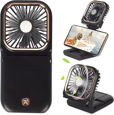 Productafbeelding van Draagbare mini-handventilator, 3 snelheidsstanden, 5-in-1 USB oplaadbare ventilator met powerbank