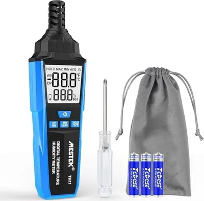 Produktbild von Hygrometer-Thermometer Mestek Digital Thermo-Hygrometer Innenraum Außenmessung der Umgebungstemperatur/Luftfeuchtigkeit, Taupunkt Temperaturnashaus Ge