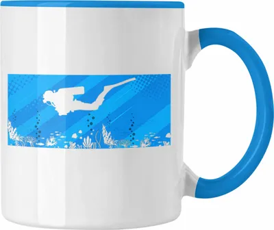 Produktbild von Trendation - Taucher Grafik Tasse Geschenk für Tauchlehrer Geschenkidee Lustig Tauchen Tauchsport Blau (Blau)