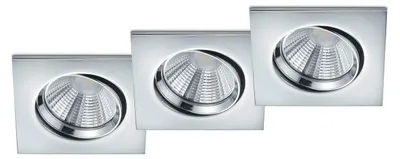 LED Einbaustrahler Set 3er-Pack, Chrom, 5,5 W, warmweiß, dimmbar
