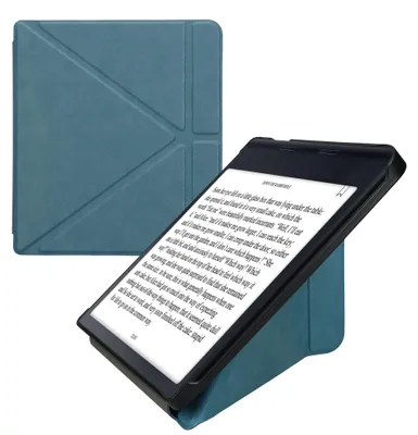 Immagine prodotto di Custodia protettiva kwmobile per Kobo Sage, realizzata in ecopelle, con funzione di spegnimento automatico e supporto integrato. Colore: petrolio
