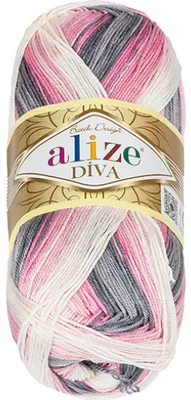 Obrázek produktu pro Příze DIVA BATIK - 100 g, 350 m - Růžová,Šedá