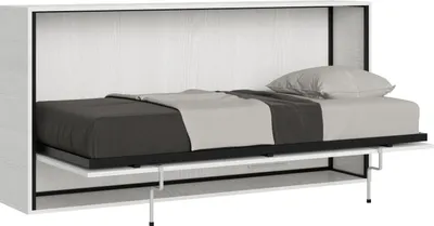 Image de ITAMOBY - Lit escamotable horizontal 1 couchage 85 Kando avec matelas Frêne Blanc