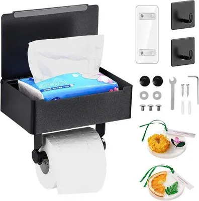 Produktbild von Famanu Toilettenpapierhalter mit Ablage - Wandmontage