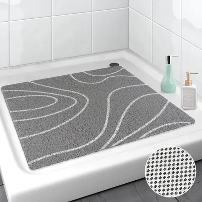 Productafbeelding van Antislip douchemat, 60x60 cm, PVC, Luffa massage, grijs