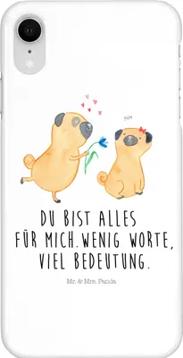 Produktbild von Mr. & Mrs. Panda Iphone XR Handyhülle Mops Verliebt - Weiß - Geschenk, Knuffig, Liebe, Hund, Handy Case, Pure, Premium Kunststoff, Sprüche