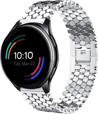 Produktbild von Strap it - Stahl Fischarmband - Kompatibel mit OnePlus Watch Armband - Gliederarmband - ClipverschlussErsatzarmband Hochwertiger Edelstahl - für Armband Silber