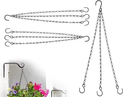 Produktbild von Ersatzketten für Hängepflanzgefäße mit S-Haken, Schwarz Metall - 2 Stück