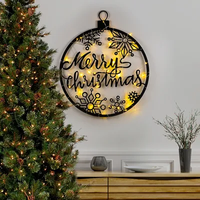 Obrázok produktu pre Opviq, XMASBLACK - 030, Dekoratívny kovový doplnok na stenu, 100 % KOV, čierny, 66 x 63 cm