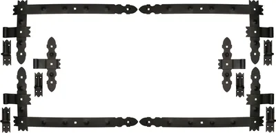 Produktbild von KOTARBAU® Winkelband Schmiedeeisen Dekorativ 600x50 mm + Mittelband 6 tlg. Satz mit Kloben zum Anschrauben für Türen Tore Pforten