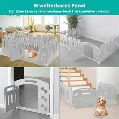 Immagine prodotto di Recinto per cani – Gabbia per cuccioli con porta chiudibile – Recinto in plastica per cuccioli, adatto per interni ed esterni – Ideale per cani, cuccioli e conigli – Dimensioni: L 78 x P 78 x H 60 cm – Grigio chiaro