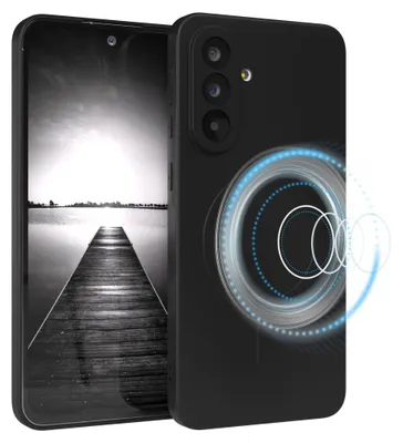 Produktbild von EAZY CASE - Silikonhülle magnetisch für Samsung Galaxy A56, Hülle Silikon, weich stoßfeste Magnet Handyhülle, Schutzhülle mit Kameraschutz, TPU Bumper in Schwarz
