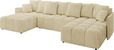 Produktbild von ALTDECOR Ecksofa in U-Form mit Schlaffunktion und Bettkasten LONLI-U 355x189x68 cm Beige - Corner Sofa Bett Eckcouch Couch L-Form Schlafcouch Ausziehbar Wohnlandschaft Schlafsofa Cauchsofa
