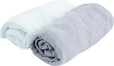 Obrázek produktu pro sada 2 jersey prostěradel 60 x 120 cm bílá/perleťová