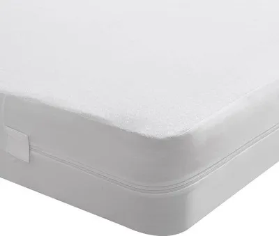 Image de Housse de protection imperméable pour matelas Unyqoos®, avec fermeture éclair – protège contre les acariens, respirante (film PU, polaire), dimensions 80 x 200 x 20 cm
