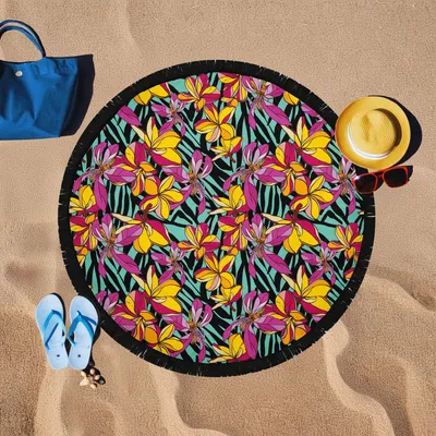 Produktbild von Mijolnir, Cicek Baskili, Strandtuch, Mehrfarbig, 60 % BAUMWOLLE / 40 % POLYESTER, 150 x 150 cm