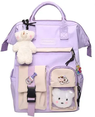 Immagine prodotto di Zaino scolastico impermeabile per ragazze - Zaino con spilla e accessori - Zaino scolastico leggero - Zaino scolastico capiente - Zaino scolastico impermeabile per adolescenti - Zaini scolastici blu