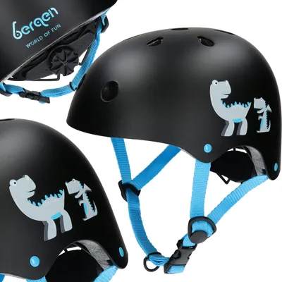 Zdjęcie produktu dla Kask rowerowy dziecięcy na hulajnogę Bergen NINO, XS/S, dla chłopca, regulowany, 46-55 cm, lekki, wentylowany, wytrzymały, czarny, niebieski