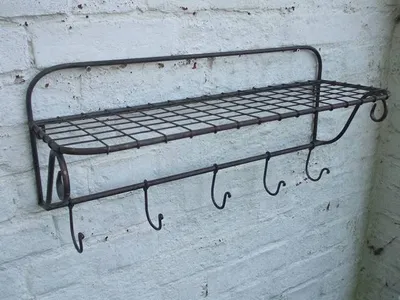 Produktbild von Stabile, dekorative, Wandgarderobe, Wandablage, Gitter, 5 Haken, Eisen