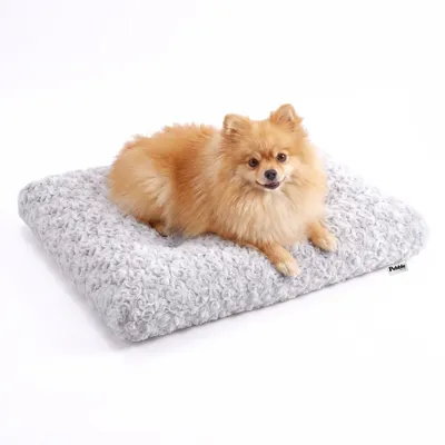 Produktbild von Pebble Hundematte 59 x 64 cm – weiches Hundekissen aus Plüsch, waschbar, Grau (M)