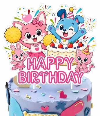 Productafbeelding van Solidchoice - Taartdecoratie met Happy Birthday Topper voor Kinderen