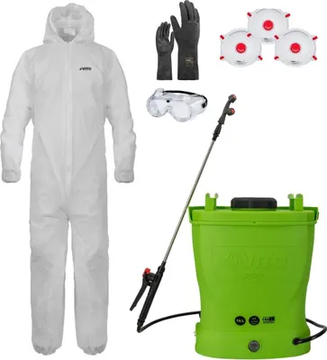 Image de Pulvérisateur Electrique à Batterie 16L + Combinaison de Protection Jetable Jardin + Accessoires de Protection et Pulvérisation