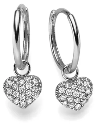 Produktbild von Creolen mit Einhänger Herz Herzchen 585 Weißgold 36 Diamanten 0,18 Ct TW-SI