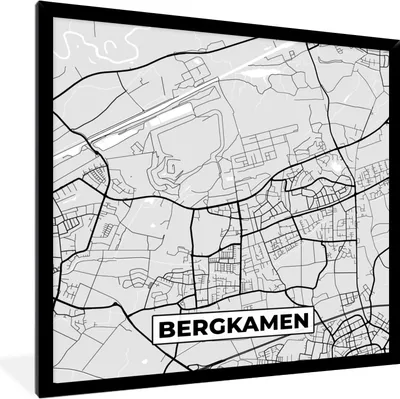 Produktbild von MuchoWow® Gerahmtes Poster Stadtplan - Karte von Bergkamen - Deutschland - Karte 40x40 cm - Poster mit Schwarzem Bilderrahmen Wandposter Rahmen Foto Bilder - Mit Rahmen - Wanddekoration Schlafzimmer