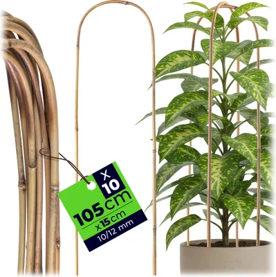 Produktbild von KADAX Bambusstäbe in U-Form, 105cm x 10/12mm x 15cm, 10er Set, Rankbogen aus Bambus, stabile Rankhilfe in Bogenform, Pflanzstäbe für Kletterpflanzen, Pflanzenstütze