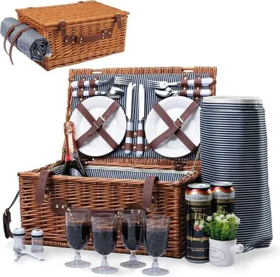 Produktbild von Korb für Picknick, geeignet für 4 Personen. Set aus Körben für Picknick, ideal für Camping und den Aufenthalt im Freien