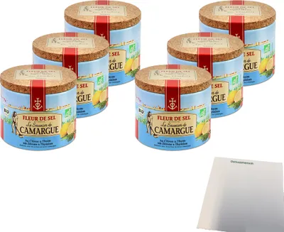 Produktbild von Fleur de Sel Zitrone/Thymian Salz VPE (6x125g Dose) + usy Block