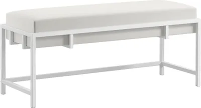 Obrázek produktu pro BETTSO Elegantní lavice LAMO 100 světle béžová na bílém kovovém rámu sametová látka