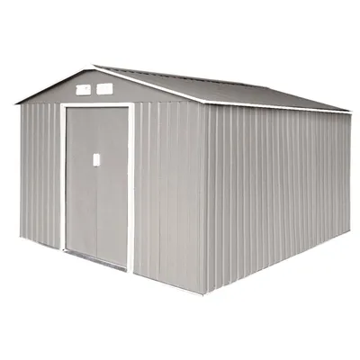 Produktbild von HATTORO S300 XXXL Metall Gerätehaus Geräteschuppen Gartenhaus Schuppen 277x319x192cm Hellgrau