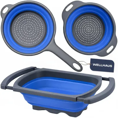 Produktbild von NELIPS Küchenschüsseln Blau Klappbar 3 Stück