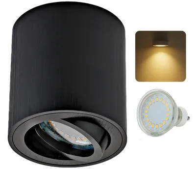 Produktbild von Sweet LED Aufbaustrahler GU10 5 W Aufbauspot warmweiß (3000K) Aluminium Deckenspot schwarz 230 V