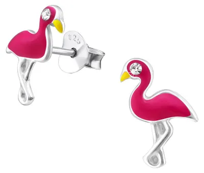 Produktbild von Flamingo Ohrstecker Silber 925: Bunte Kinderohrringe