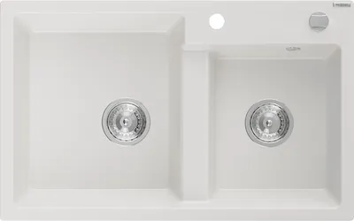 Immagine prodotto di Mexen Tomas lavello in granito a 2 vasche 800 x 500 mm, bianco, sifone cromato - 6516802000-20