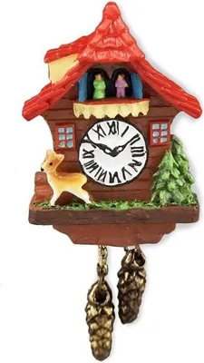 Image de Horloge à coucou miniature avec un toit rouge, peinte à la main, en résine, objet de décoration