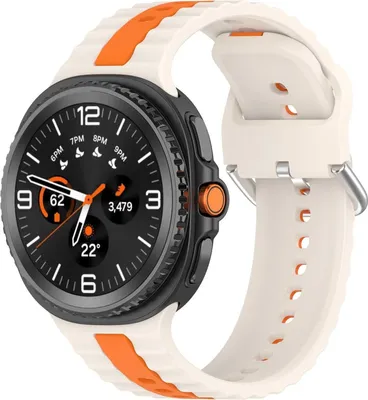Produktbild von Für Samsung Galaxy Watch 8 / 8 Two Color Silikon Ersatz Smart Watch Armband Beige / Orange