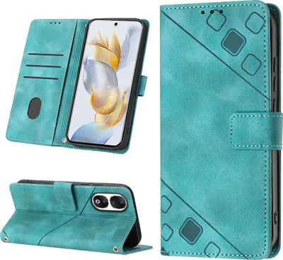 Produktbild von Hülle für Honor 90 Prägung Flip Leder Brieftasche Schutzhülle mit Ständer Grün