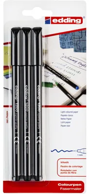 Image de edding 1200 Feutre de coloriage noir (blister de 3)