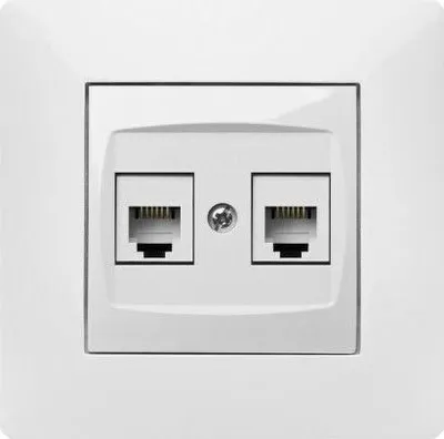 Produktbild von Schuko Steckdose Steckdosen Ausschalter Taster Lichtschalter Schalter VOLANTE ISDN-Dose 2x RJ45 2649-00