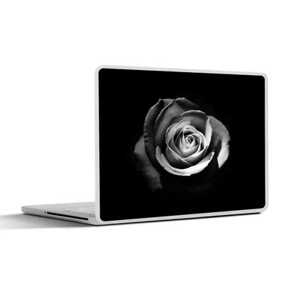 Produktbild von MuchoWow® Laptop Aufkleber Sticker Cover Blumen - Schwarz - Rose - Weiß - Botanisch 31x22.5 cm - Laptop-Deko